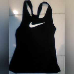 Nike pro Drifit Black Racerback Tank with White Swoosh Logo Xs